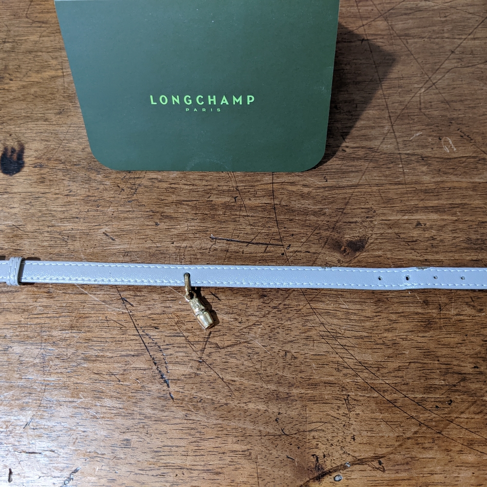Longchamp gray Leather Belt Bracelet with Gold Buckle